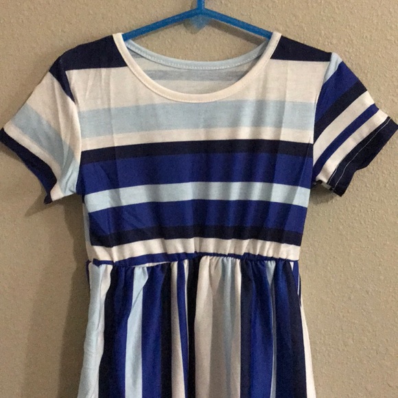 Blue Stripped Girls Maxi Dress with pockets - Picture 3 of 6